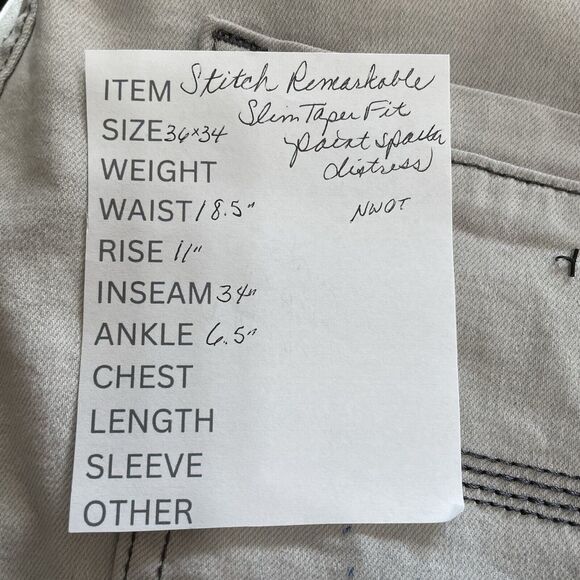 Switch Remarkable Painted SLIM TAPER FIT Jeans Men 36x34 Gray Distress Denim NEW - Picture 12 of 12